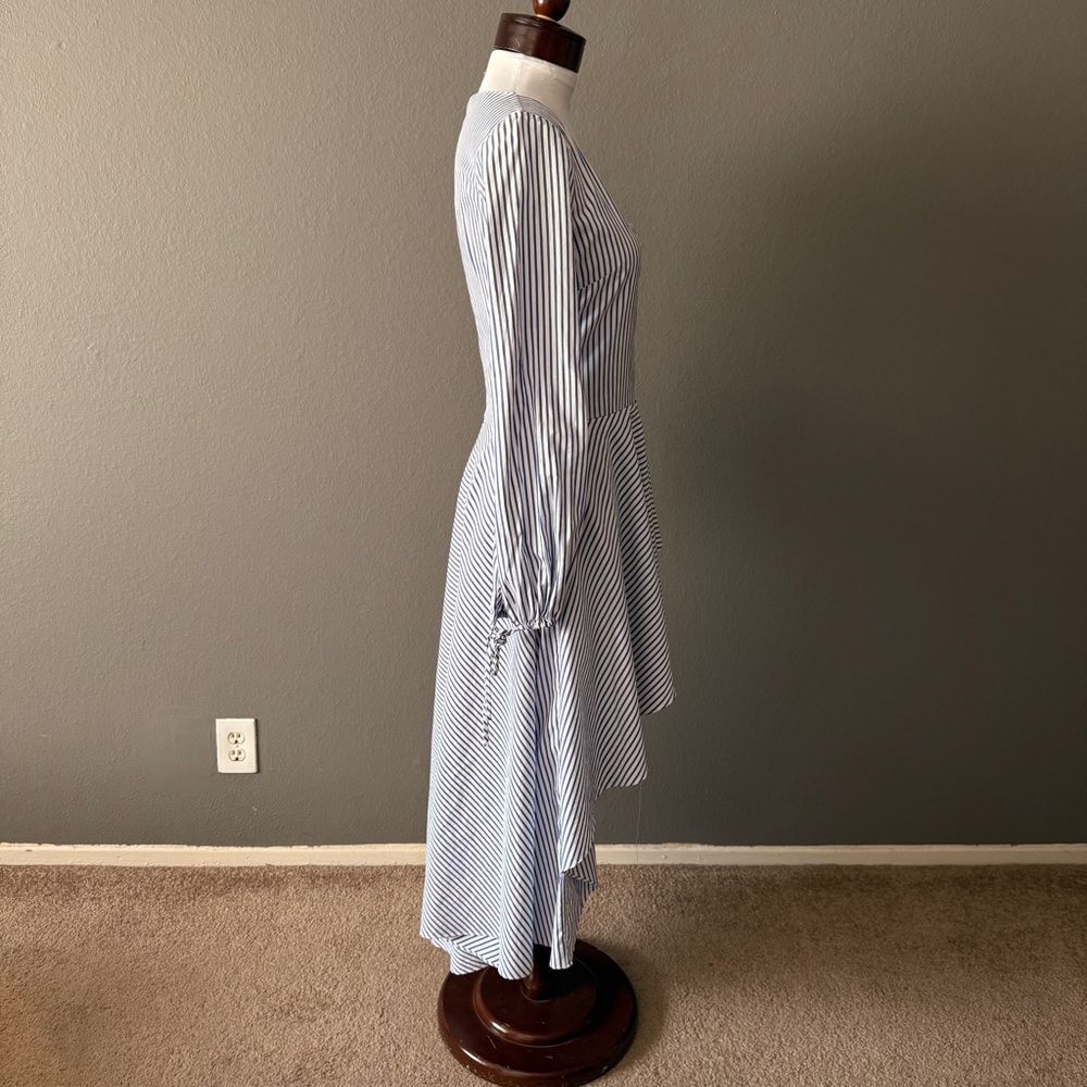 Caroline Constas New York Lena navy blue white nautical hi low stripe dress Sz S - Picture 6 of 10